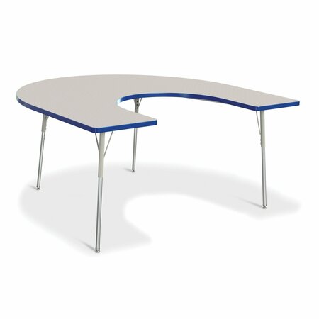 JONTI-CRAFT Berries Horseshoe Activity Table, 66 in. x 60 in., A-height, Freckled Gray/Blue/Gray 6445JCA003